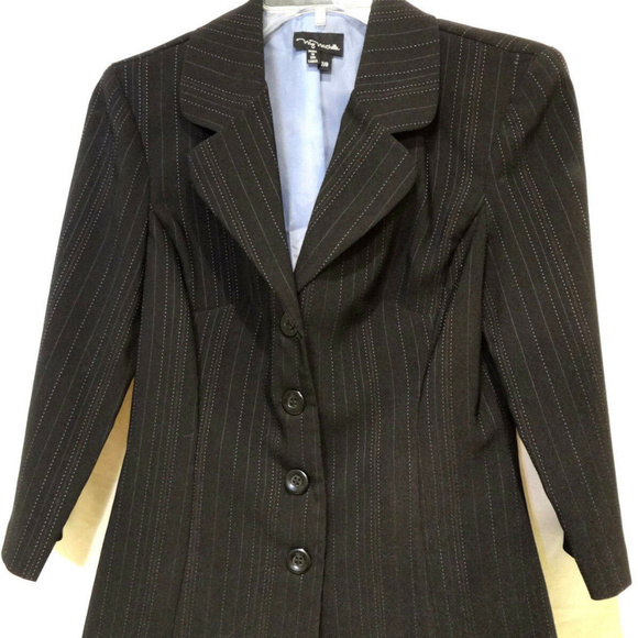 My Michelle Jacket 3/4 Sleeve Black Blue Pinstripe - Picture 1 of 7